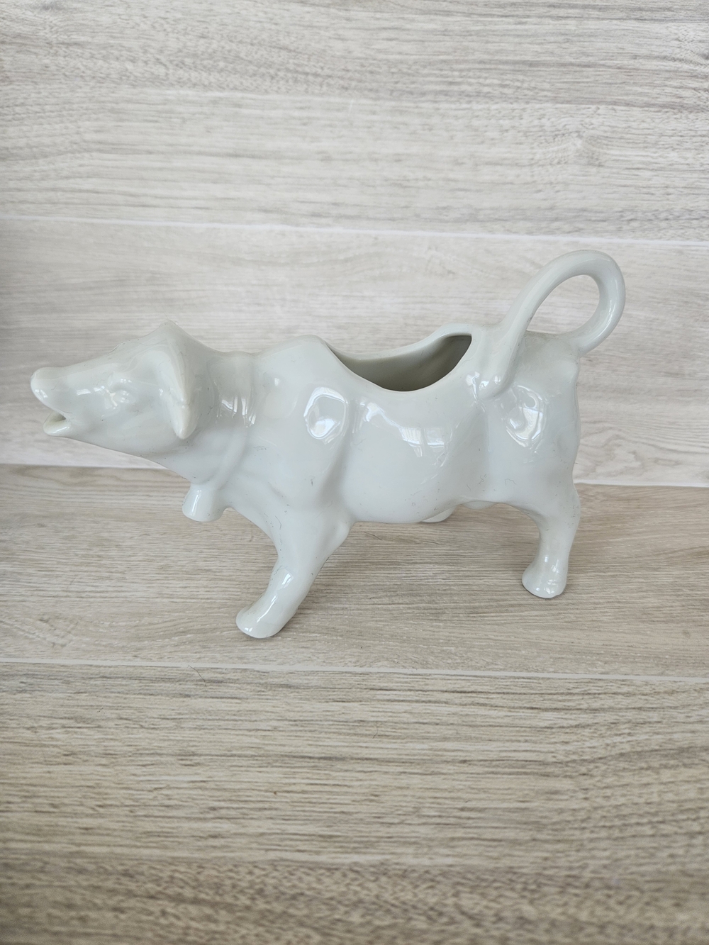 White Ceramic Cow-Shaped Creamer Pitcher vintage